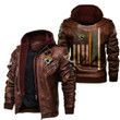 Men's Jacksonville-Jaguars Leather Jacket With Hood, American Flag Jacksonville-Jaguars Black/Brown Leather Jacket Gift Ideas For Fan