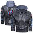 Men's Tennessee-Titans Leather Jacket With Hood, Go Champion Tennessee-Titans Black/Brown Leather Jacket Gift Ideas For Fan