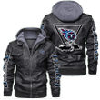 Men's Tennessee-Titans Leather Jacket With Hood, Scorpion Tennessee-Titans Black/Brown Leather Jacket Gift Ideas For Fan