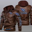 Men's Tennessee-Titans Leather Jacket With Hood, Badge Tennessee-Titans Black/Brown Leather Jacket Gift Ideas For Fan