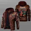 Men's Jacksonville-Jaguars Leather Jacket With Hood, Eagle American Flag Jacksonville-Jaguars Black/Brown Leather Jacket Gift Ideas For Fan
