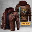 Men's Jacksonville-Jaguars Leather Jacket With Hood, Custom Name Since 1993 Jacksonville-Jaguars Black/Brown Leather Jacket Gift Ideas For Fan