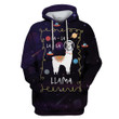 Hoodie Zip Hoodie Llama in the space Custom T-shirt - Hoodies Apparel