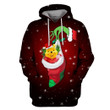 Hoodie Zip Hoodie Pooh On Christmas Custom T-shirt - Hoodies Apparel