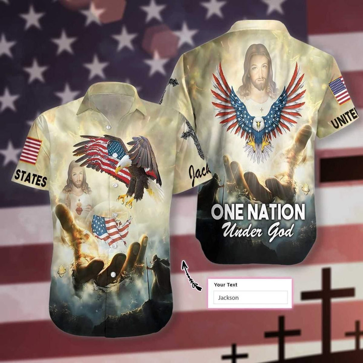 Jesus One Nation Under God Eagle Hawaii Hawaiian Shirt