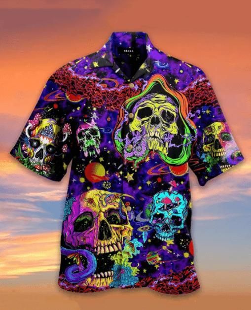 Scary Toxic Skull Life Is Colorful Hawaii Hawaiian Shirt