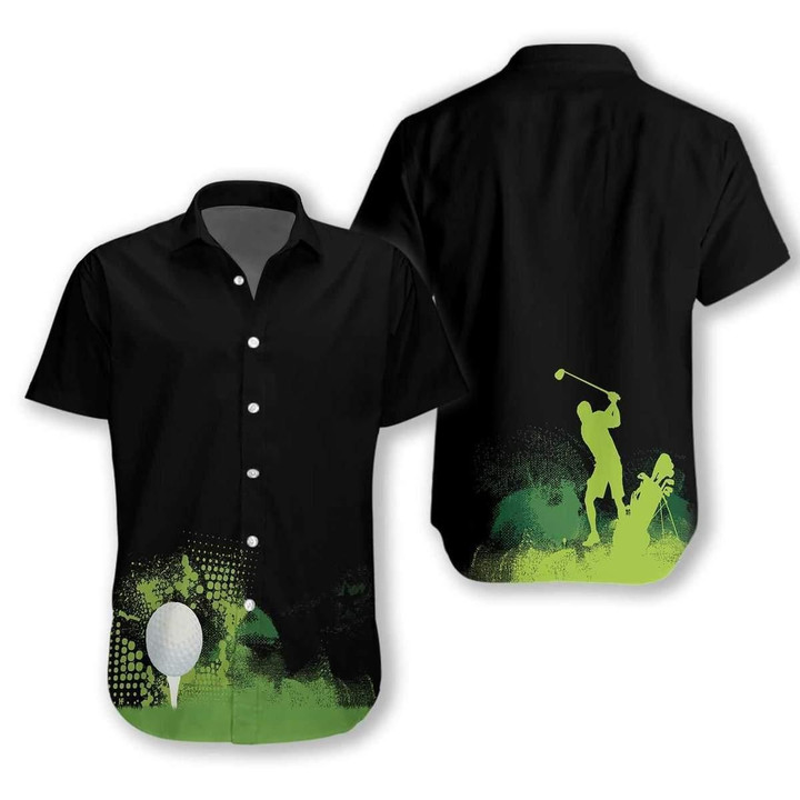 Golf Grunge Black Green Pattern Hawaii Hawaiian Shirt