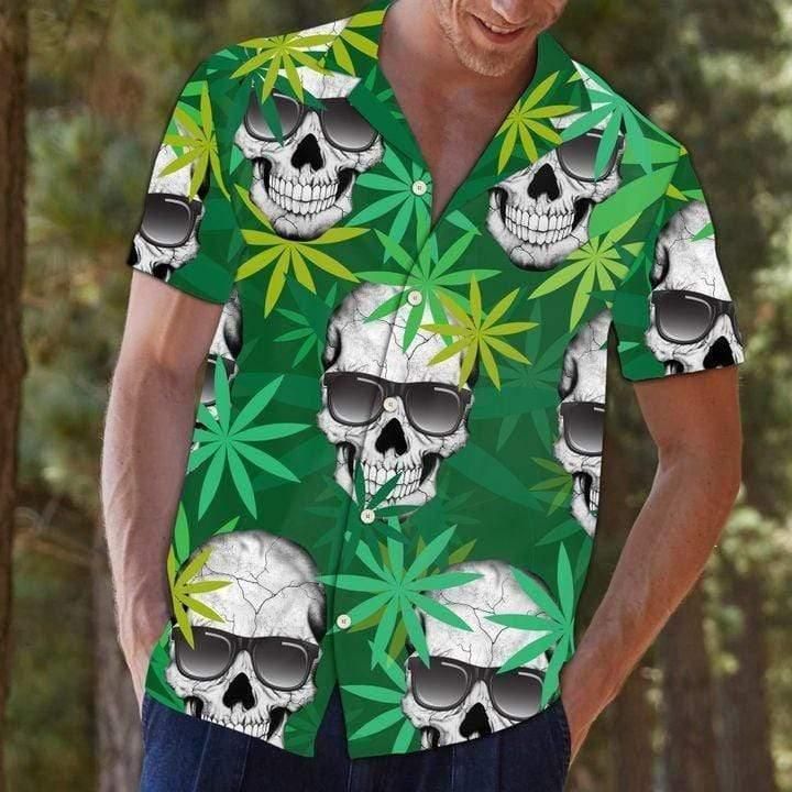 Green Skulls Pattern Hawaii Hawaiian Shirt