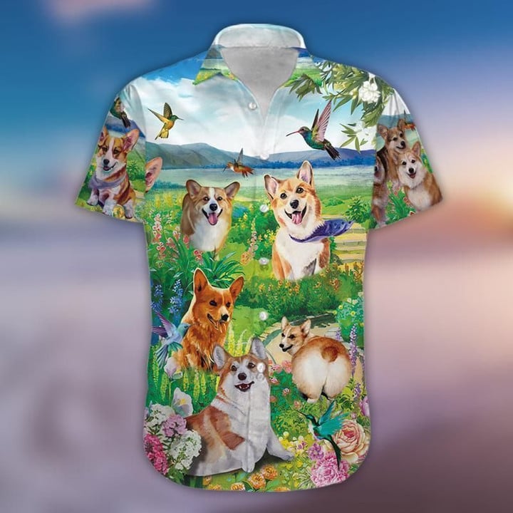 Wonderful Nature Corgi Cute Dog  Hawaii Hawaiian Shirt