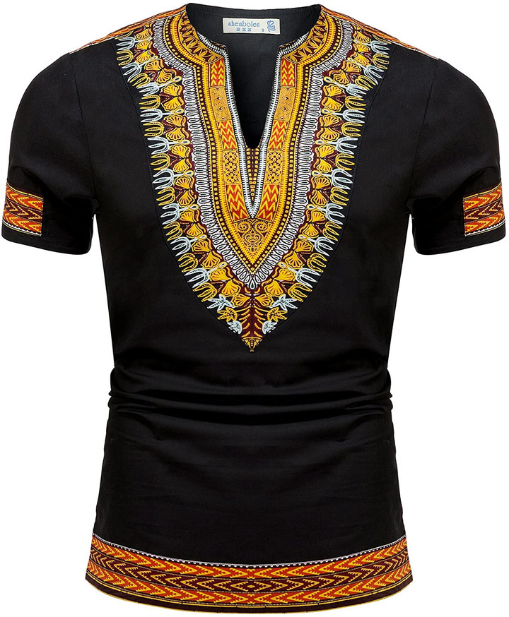 Men's African Ethnic Tribal Dashiki Fashion Kwanzaa Day Shirt Tops