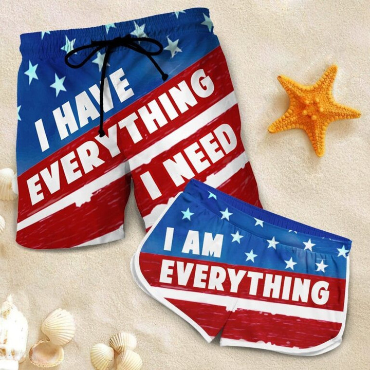 I Have Everything I Need I Am Everything Flag Summer Beach Shorts Swim Trunks For Couple Matching