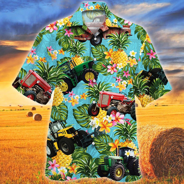 Tractor Lovers Pineapple Hawaii Hawaiian Shirt