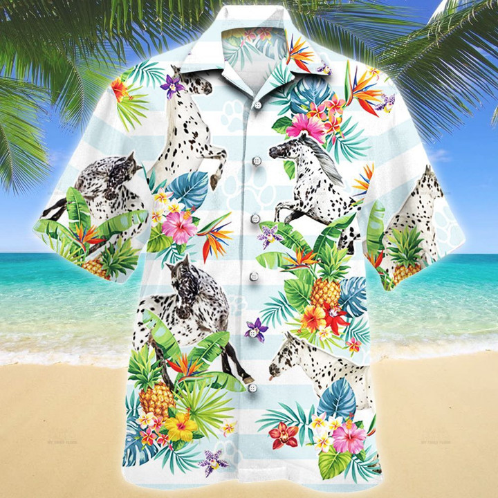 Appaloosa Horse Tropical Flower Horse Lovers Hawaii Hawaiian Shirt