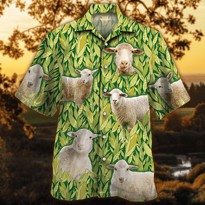 Adorable Sheep Lovers Corn Pattern Hawaii Hawaiian Shirt