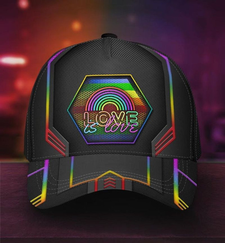 Rainbow Love Is Love Hexagon Baseball Cap Gift For LGBT Supporter, Community Pride Month Classic Hat Men Woman Unisex