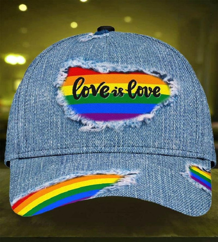 Jean Pattern Love Is Love Baseball Cap Gift For LGBT Supporter, Community Pride Month Classic Hat Men Woman Unisex