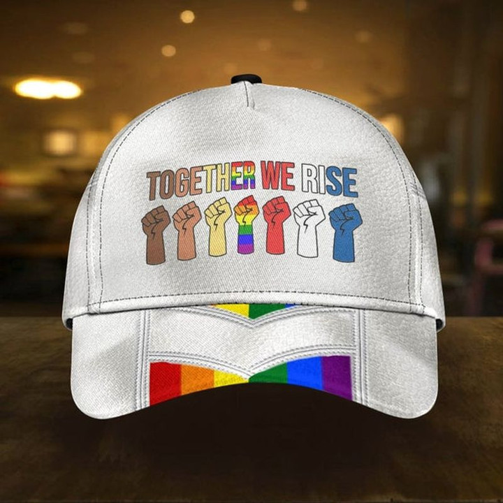 Together We Rise Hands Baseball Cap LGBT Supporter, Community Pride Month Classic Hat Men Woman Unisex