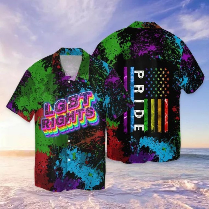 Colorful Watercolor Printed LGBT Rights And Pride For LGBT Community Pride Month Hawaii Hawaiian Shirt