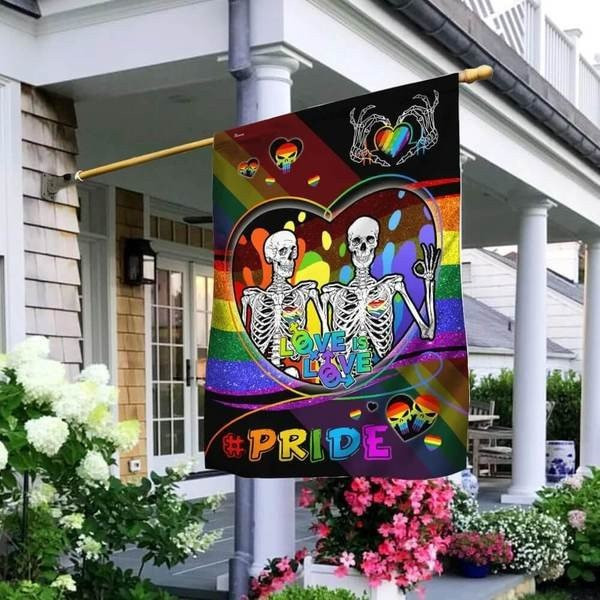 Lovely Couple Skeleton Love Is Love LGBT Pride Month House Garden Decor Flag