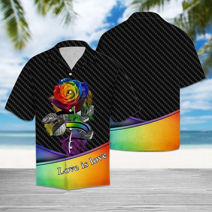 Rose Love Is Love Colorful For LGBT Community Pride Month Hawaii Hawaiian Shirt