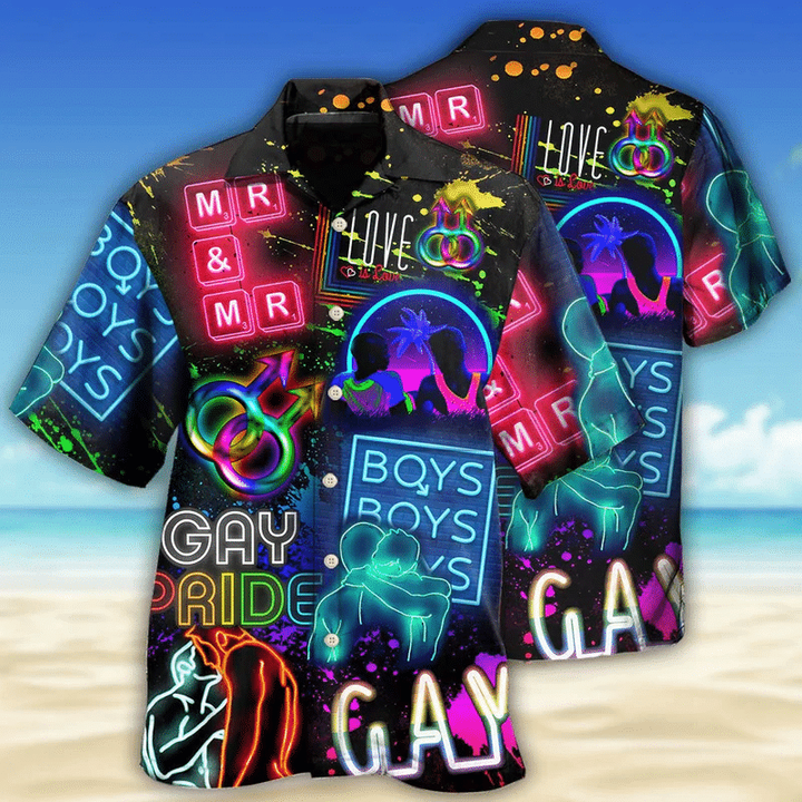 Neon Art LGBT Community Pride Month Hawaii Hawaiian Shirt