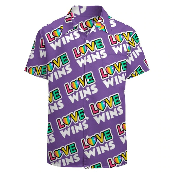 Pride Love Wins Rainbow Purple Hawaiian LGBT Community Pride Month Hawaii Hawaiian Shirt