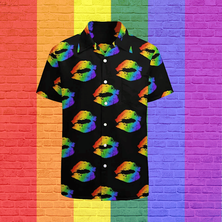 Rainbow Lips LGBT Community Pride Month Hawaii Hawaiian Shirt