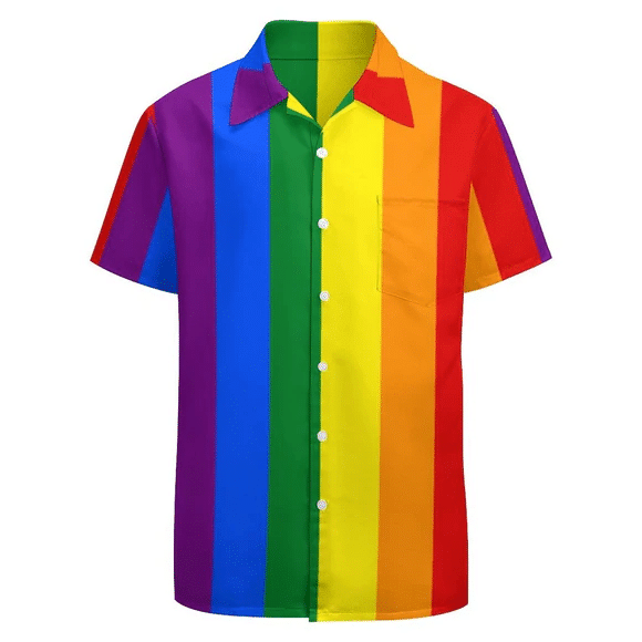 Rainbow Vertical Stripes Hawaiian Shirt LGBT Community Pride Month Hawaii Hawaiian Shirt