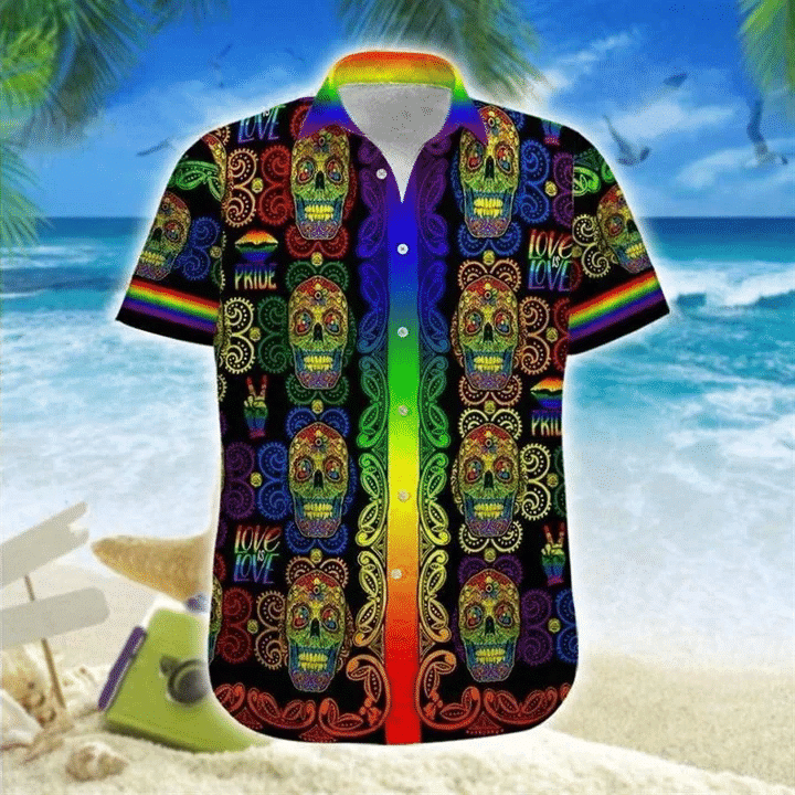 Skull Love Hawaiian LGBT Community Pride Month Hawaii Hawaiian Shirt