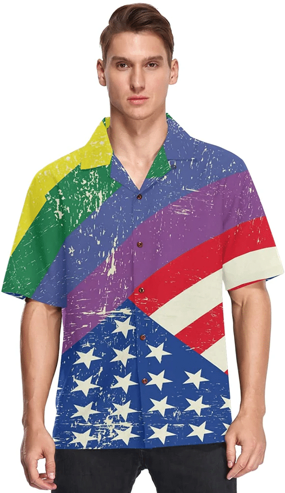 Hawaiian Shirts, American Flag LGBT Community Pride Month Hawaii Hawaiian Shirt