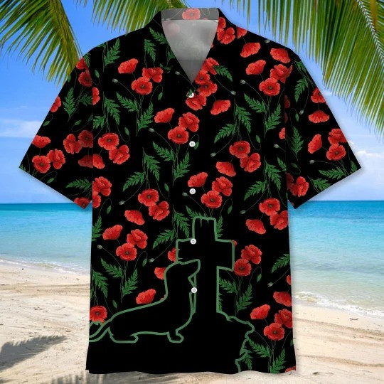 Line Dachshund Art And Cross Hawaii Hawaiian Shirt