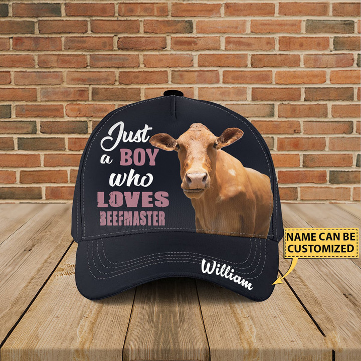 Personalized Just Boy Who Loves Beefmaster Cattle Customized Baseball Cap Classic Hat Men Woman Unisex