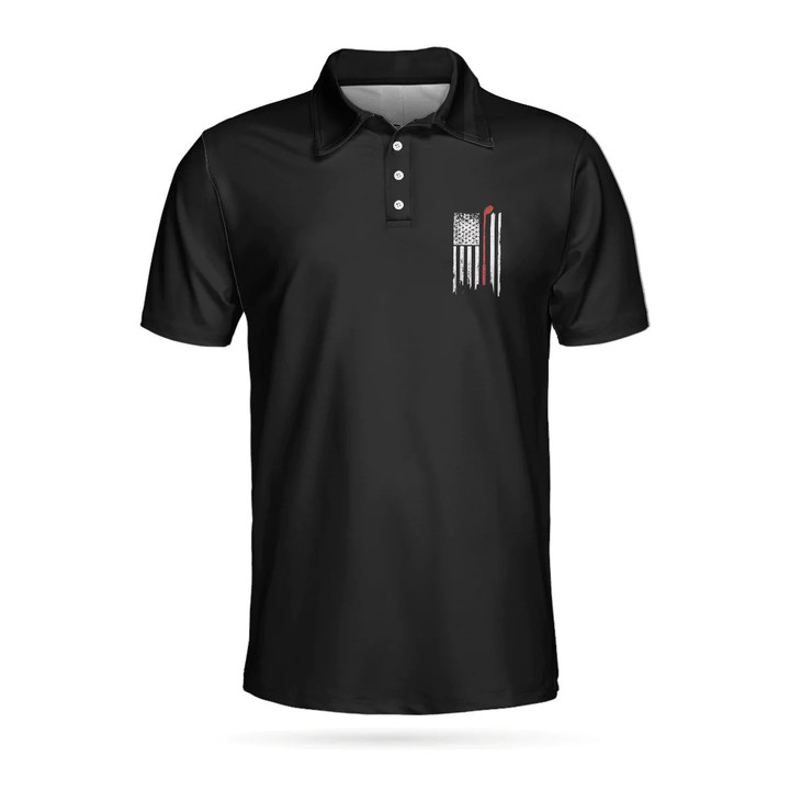 Golf Black And White American Flag Athletic Collared Men's Polo Shirts Short Sleeve