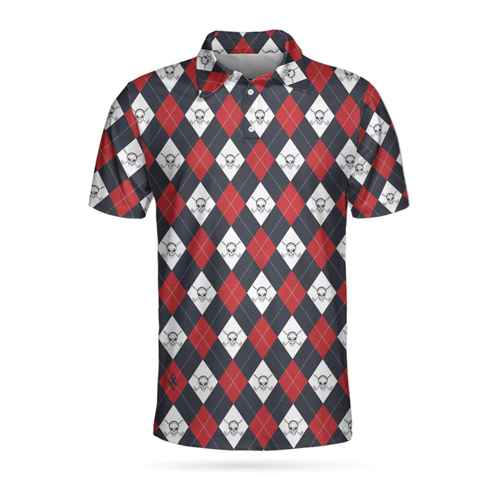 Golf Argyle Skull Athletic Collared Men's Polo Shirts Short Sleeve
