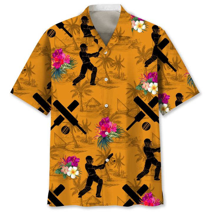 Cricket With Hibiscus Flower Tropical Orange Hawaii Hawaiian Shirt