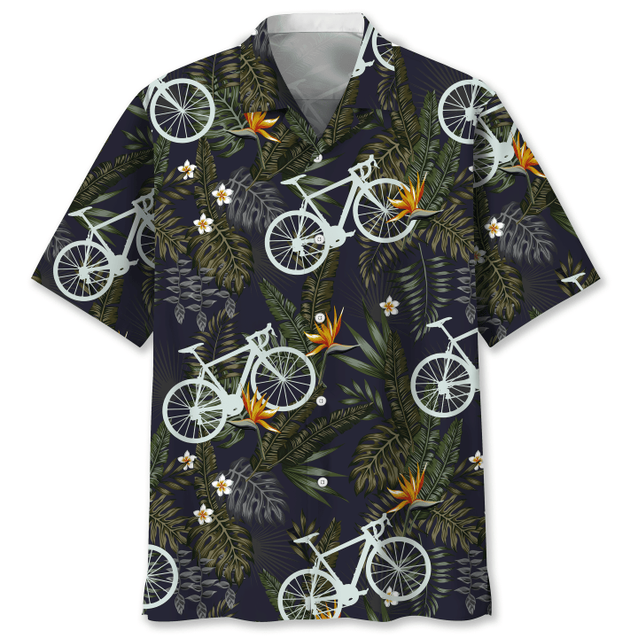 White Bicycle With Leaf Fern Hawaii Hawaiian Shirt