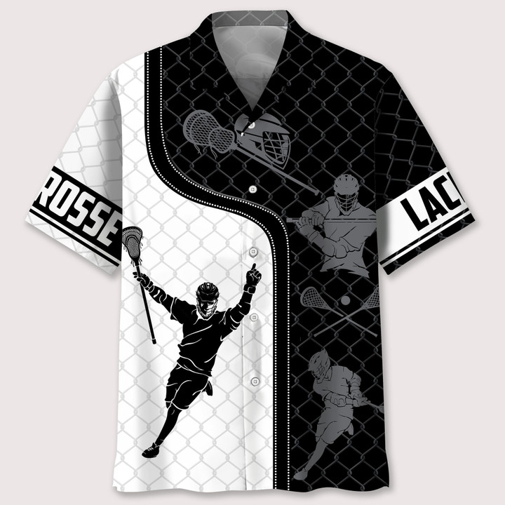 Black And White Lacrosse With Mesh Pattern Hawaii Hawaiian Shirt