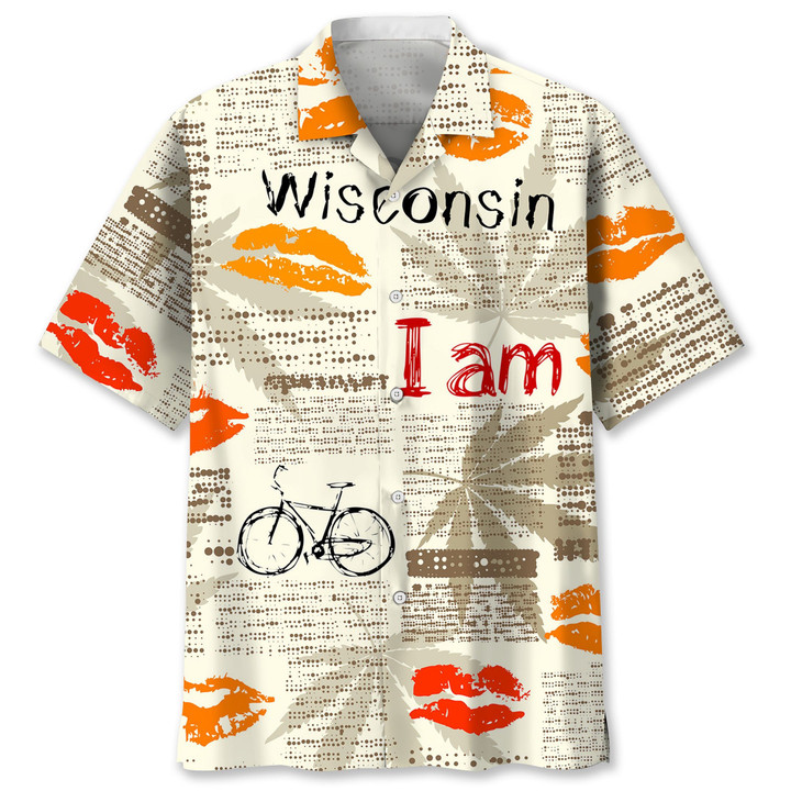 Cycling Wisconsin With Lips And Cannabis Leaves Hawaii Hawaiian Shirt