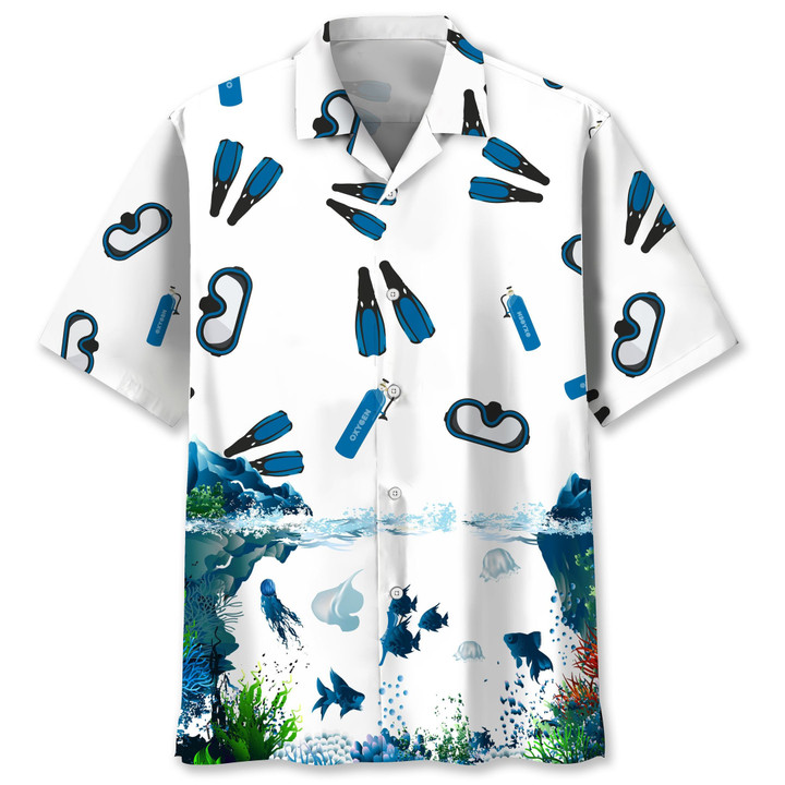Scuba Diving Lovers With Oxygen And Diving Glasses Hawaii Hawaiian Shirt