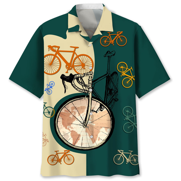 Cycling Color With Map Green Hawaii Hawaiian Shirt
