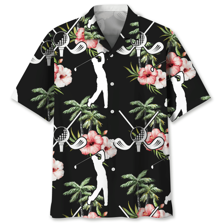 Golf With Coconut And Hibiscus Flower Tropical Hawaii Hawaiian Shirt