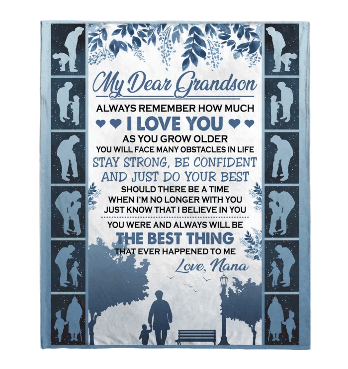Nana Gift For Grandson How Much I Love You Fleece Sherpa Throw Blanket