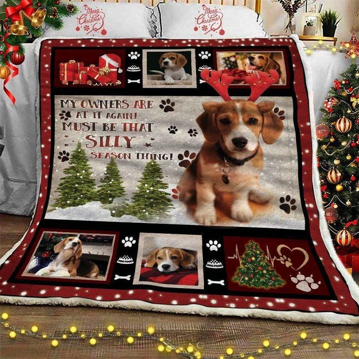 Silly Beagle Christmas Gift For Dog Lovers Fleece Sherpa Throw Blanket