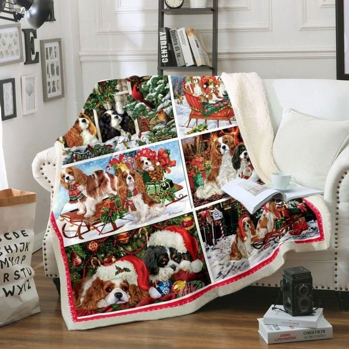 Winter Festive Decoration Christmas Dog Gift For Dog Lovers Design Fleece Sherpa Throw Blanket