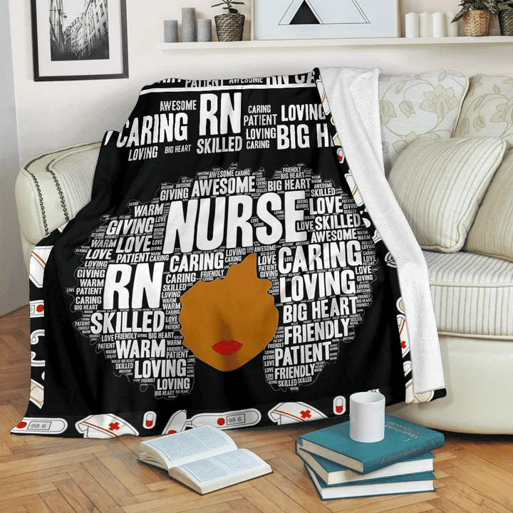 African Nurse With Cool Hairstyle Filled With Text Fleece Sherpa Throw Blanket