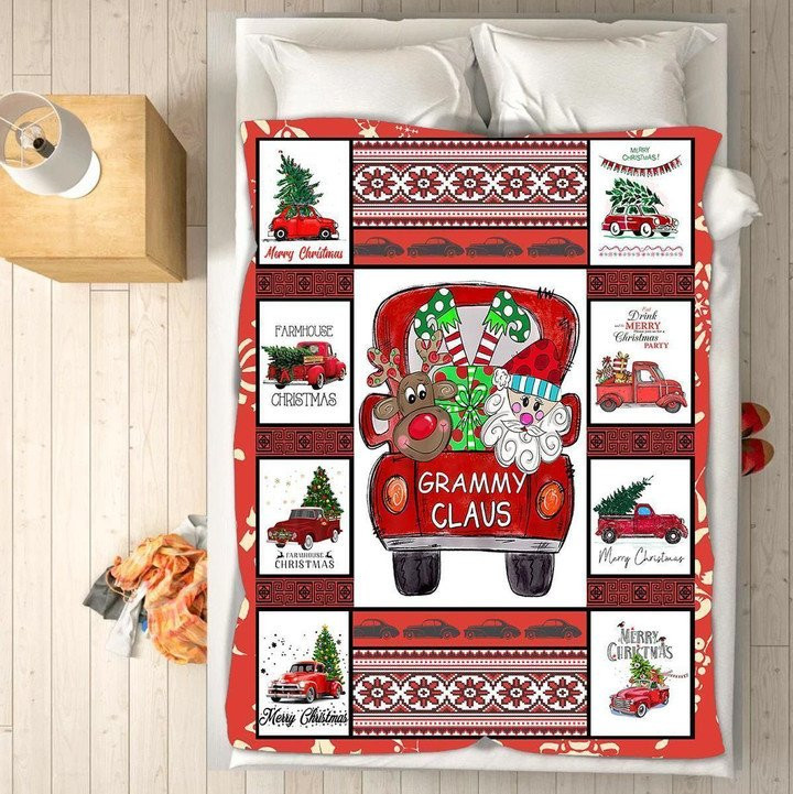 Awesome Grammy Claus Christmas Design Fleece Sherpa Throw Blanket