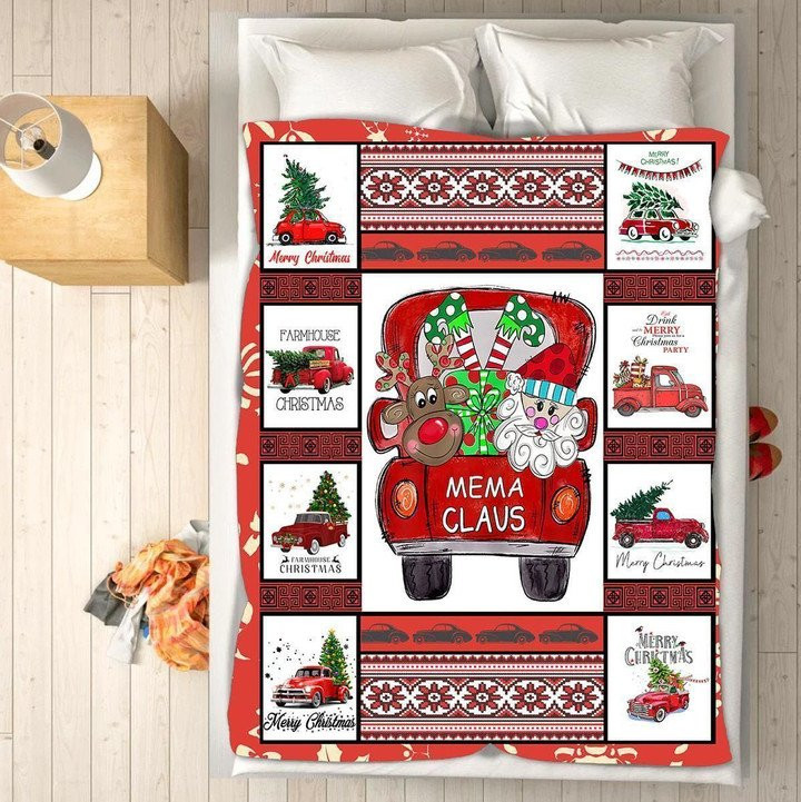 Mema Claus Christmas Design Fleece Sherpa Throw Blanket