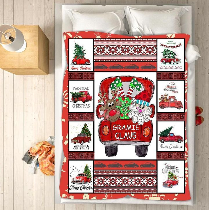 Car Of Gramie Claus Christmas Design Fleece Sherpa Throw Blanket
