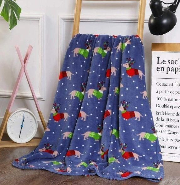 Christmas Dog On Dark Blue Sky Theme Gift For Dog Lovers Design Fleece Sherpa Throw Blanket