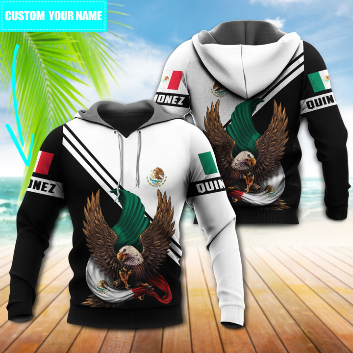 Mexico Eagle Strong Black And White Personalized - Hoodie